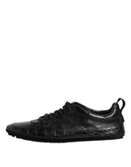 Dolce &amp; Gabbana Black Exotic Leather Low Top Sneakers Shoes