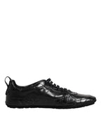 Dolce &amp; Gabbana Black Exotic Leather Low Top Sneakers Shoes