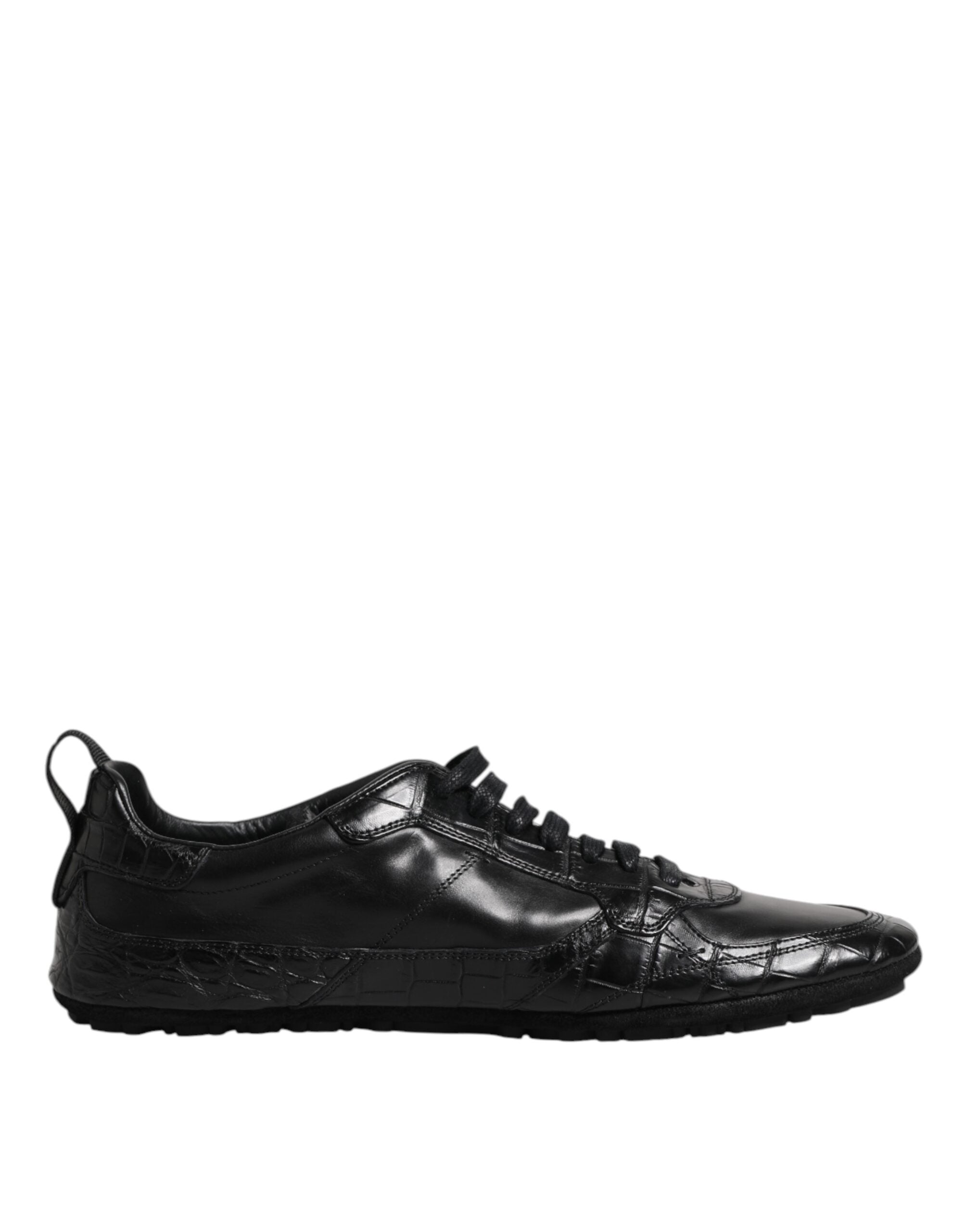Dolce &amp; Gabbana Black Exotic Leather Low Top Sneakers Shoes