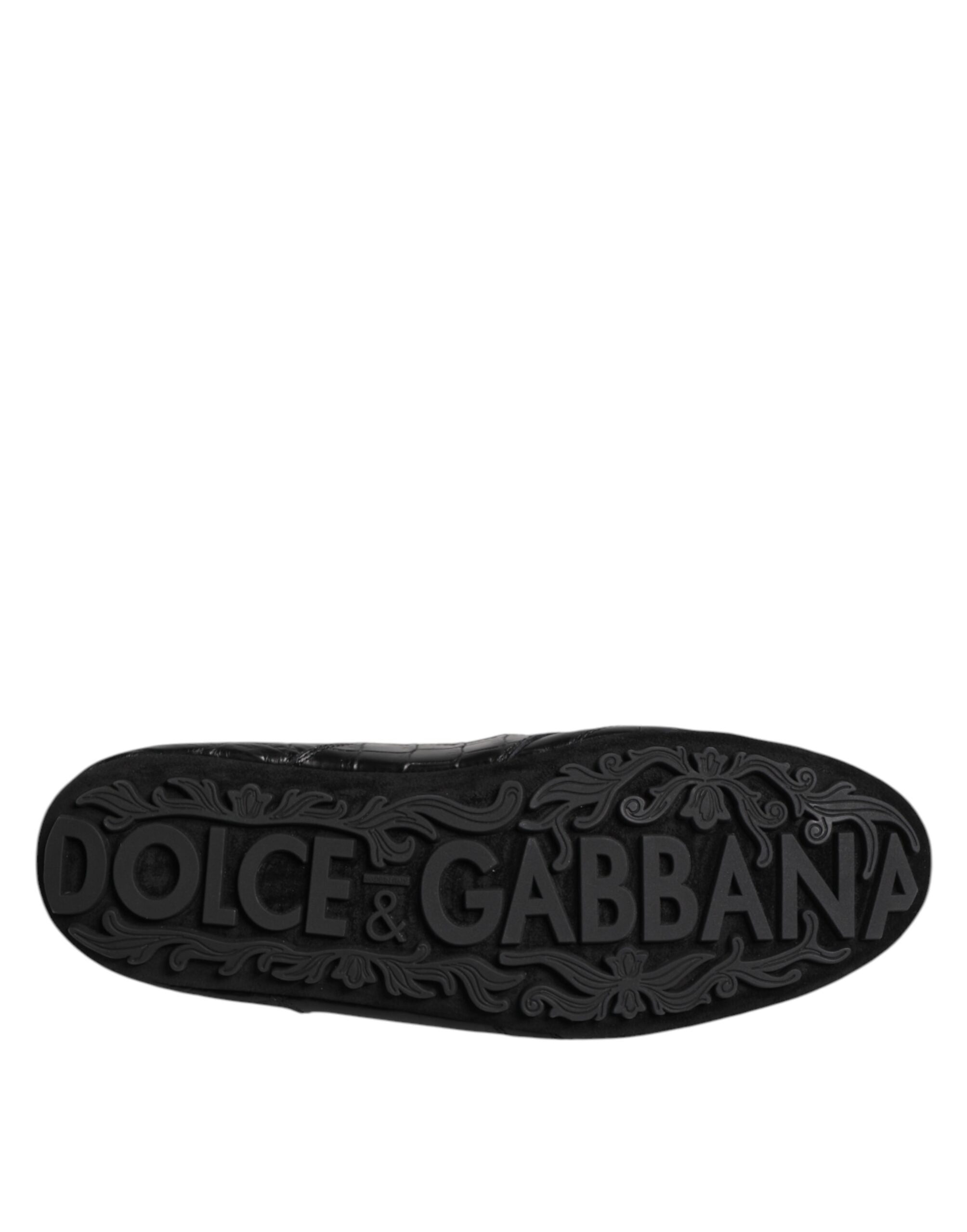 Dolce &amp; Gabbana Black Exotic Leather Low Top Sneakers Shoes