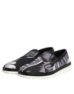 Dolce &amp; Gabbana Black Tropical Slip On Men Sneakers Shoes