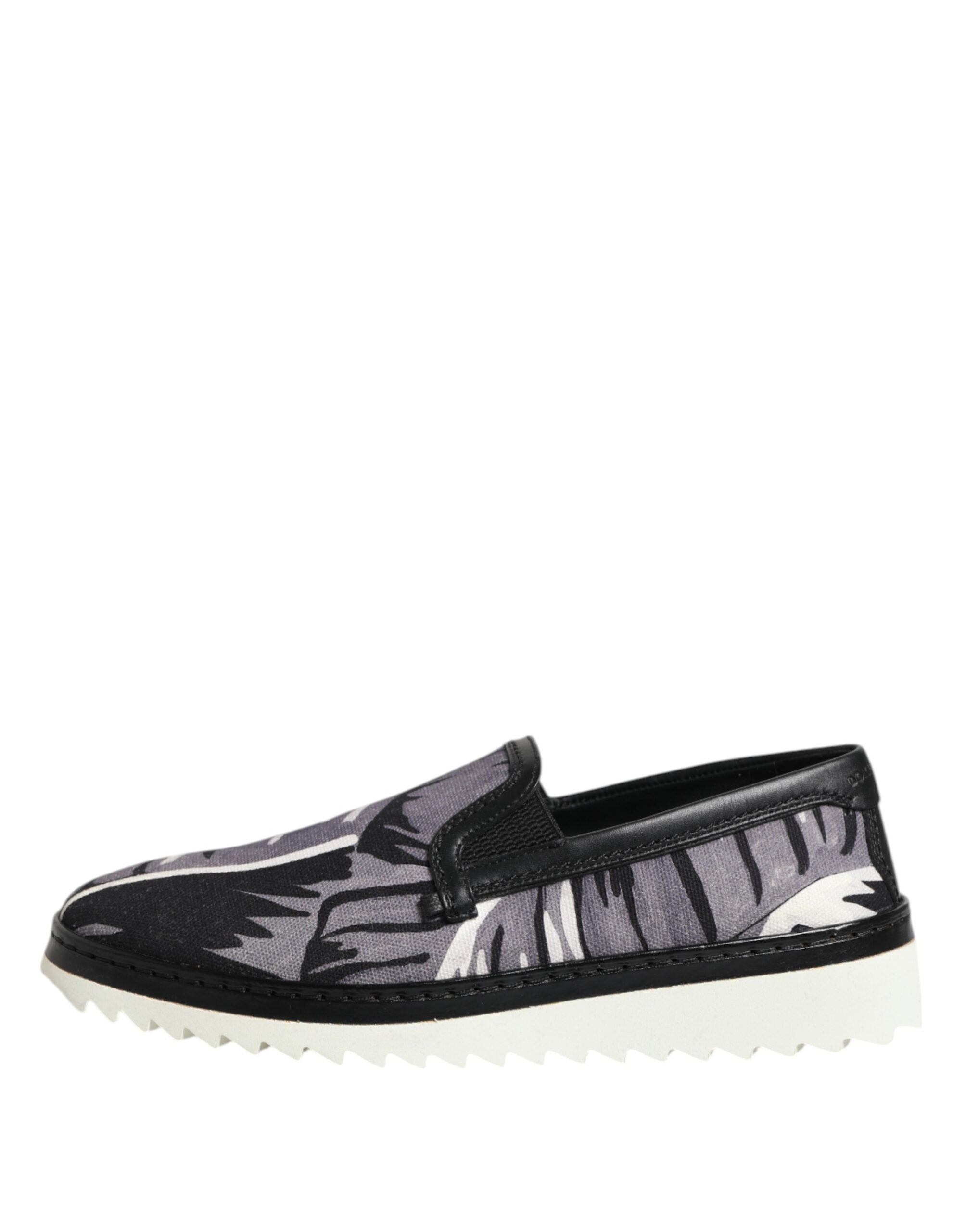 Dolce &amp; Gabbana Black Tropical Slip On Men Sneakers Shoes