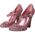 Dolce &amp; Gabbana Pink Sequin Mary Jane Pumps High Heels Shoes