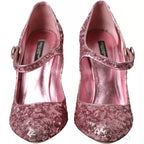 Dolce &amp; Gabbana Pink Sequin Mary Jane Pumps High Heels Shoes