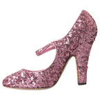 Dolce &amp; Gabbana Pink Sequin Mary Jane Pumps High Heels Shoes