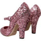 Dolce &amp; Gabbana Pink Sequin Mary Jane Pumps High Heels Shoes