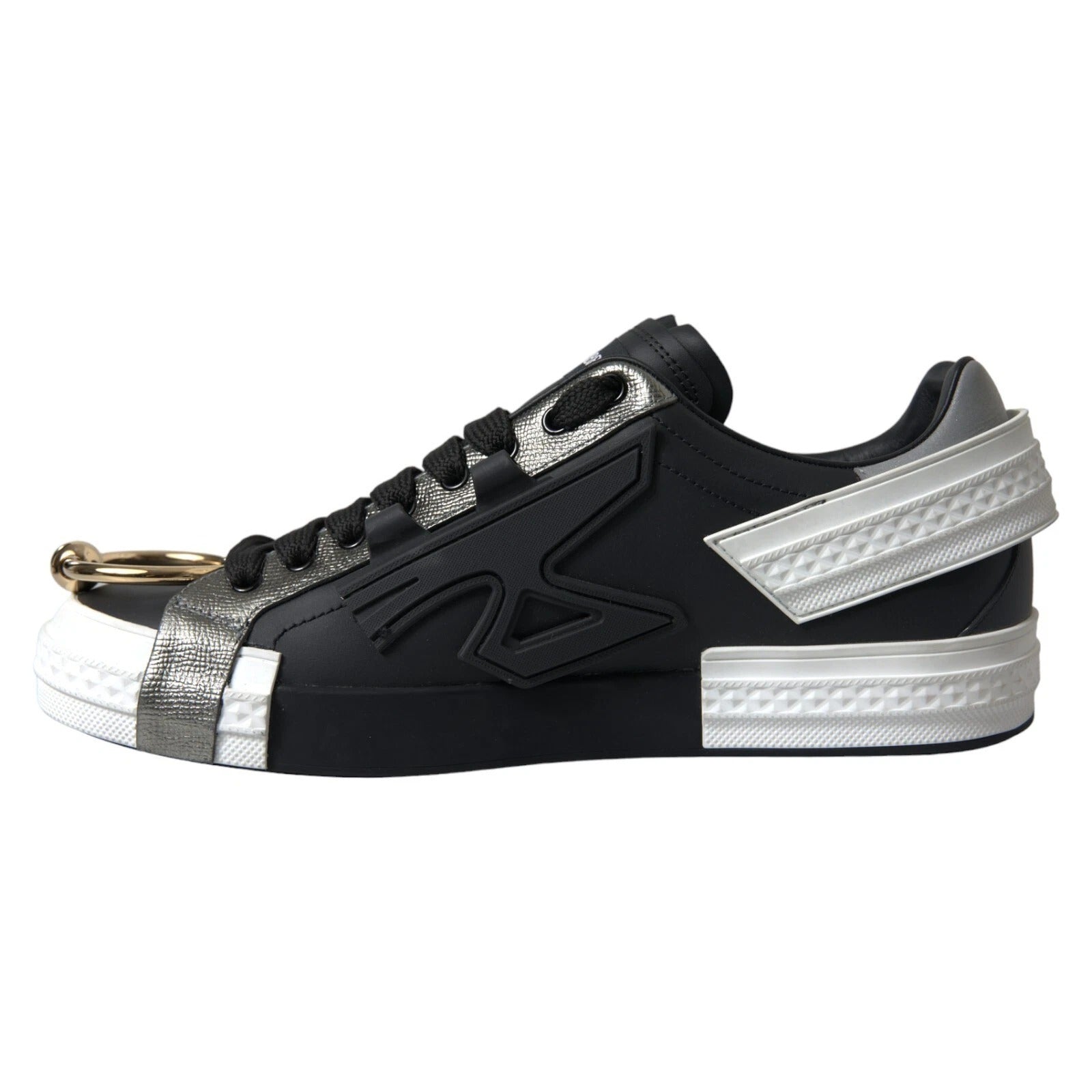 Dolce &amp; Gabbana Black Leather Low Top Sneakers Portofino Shoes