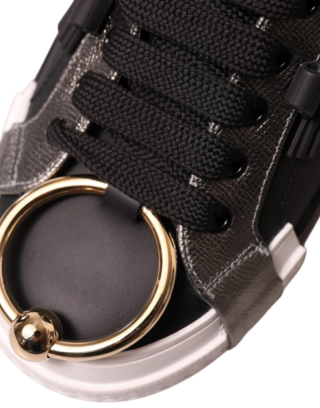 Dolce &amp; Gabbana Black Leather Low Top Sneakers Portofino Shoes