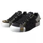 Dolce &amp; Gabbana Black Leather Low Top Sneakers Portofino Shoes