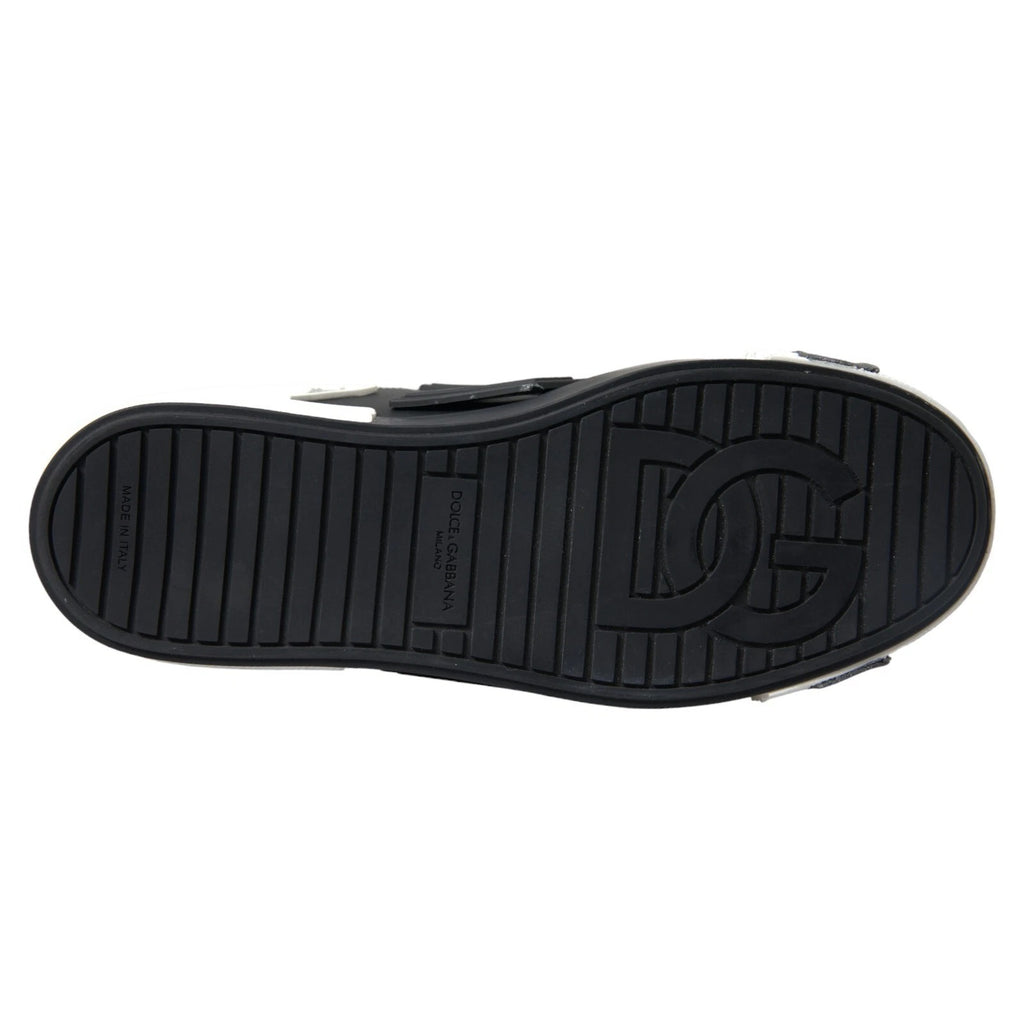 Dolce &amp; Gabbana Black Leather Low Top Sneakers Portofino Shoes