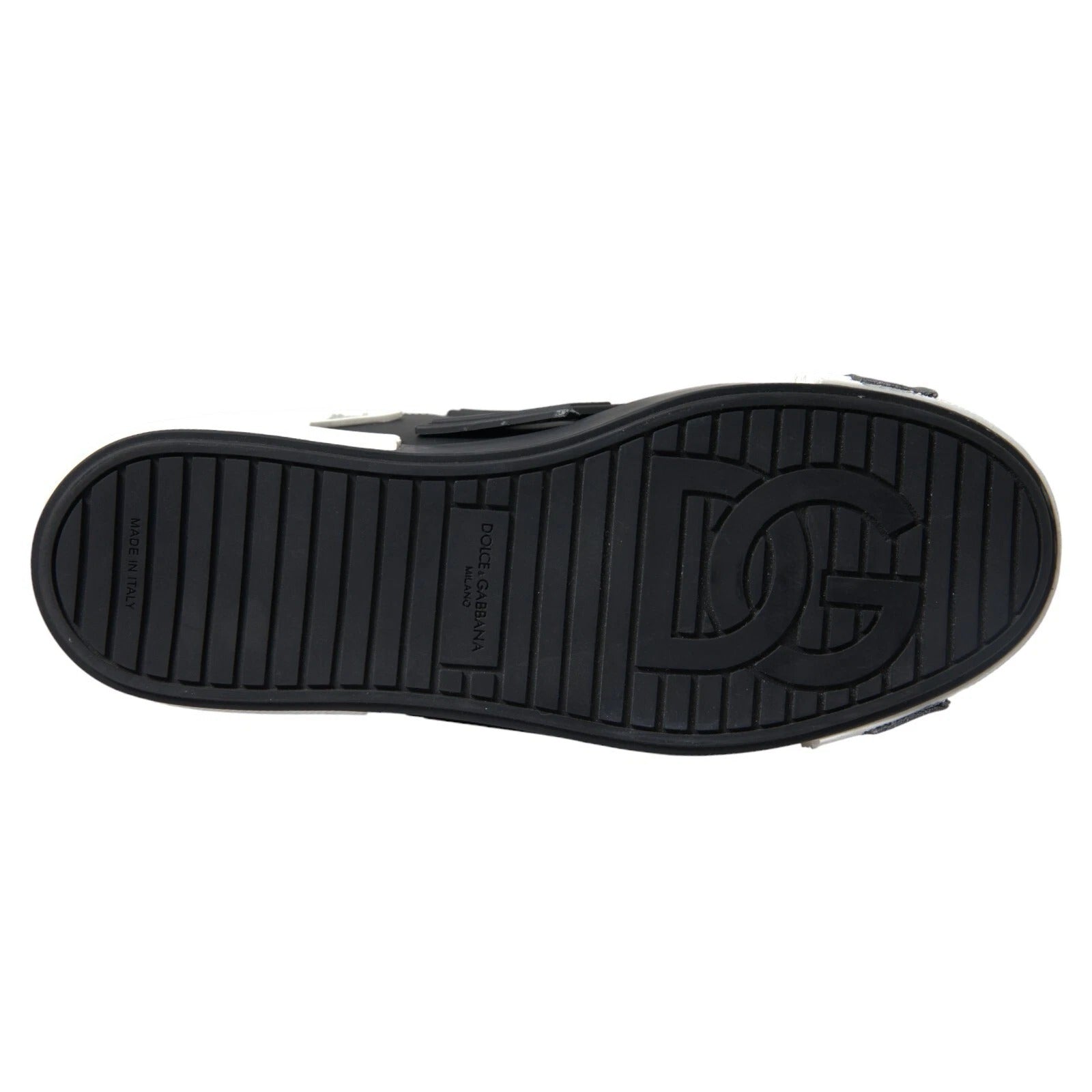 Dolce &amp; Gabbana Black Leather Low Top Sneakers Portofino Shoes