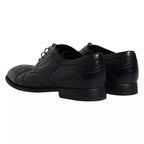 Dolce &amp; Gabbana Dark Blue Leather Derby Wingtip Formal Shoes