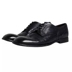 Dolce &amp; Gabbana Dark Blue Leather Derby Wingtip Formal Shoes