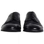 Dolce &amp; Gabbana Dark Blue Leather Derby Wingtip Formal Shoes