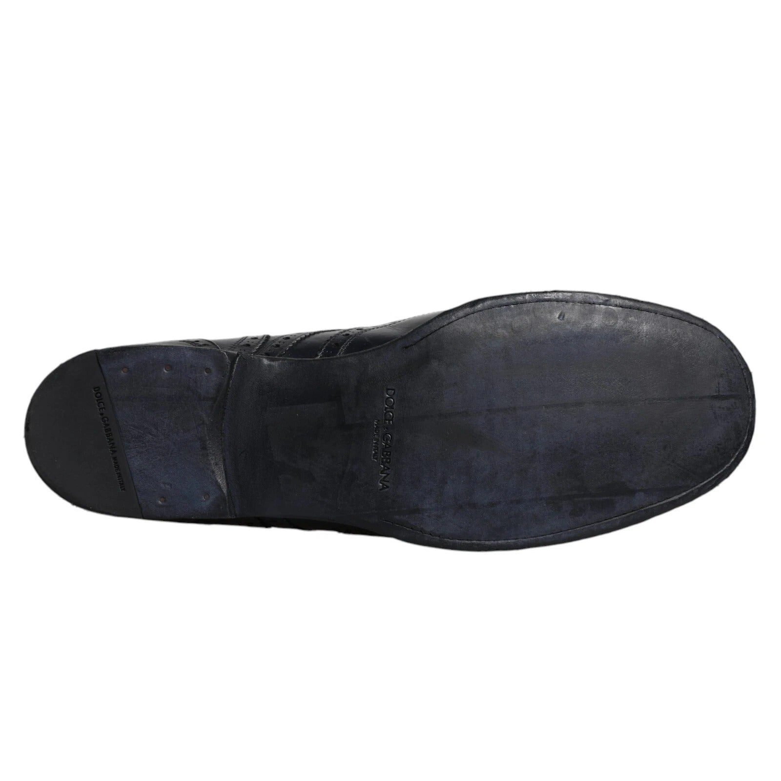 Dolce &amp; Gabbana Dark Blue Leather Derby Wingtip Formal Shoes