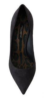 Dolce &amp; Gabbana Gray Suede Leather Stiletto Shoes Heels