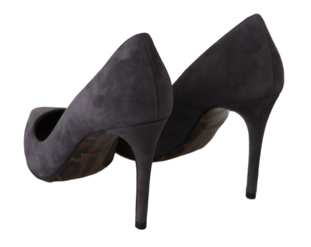 Dolce &amp; Gabbana Gray Suede Leather Stiletto Shoes Heels