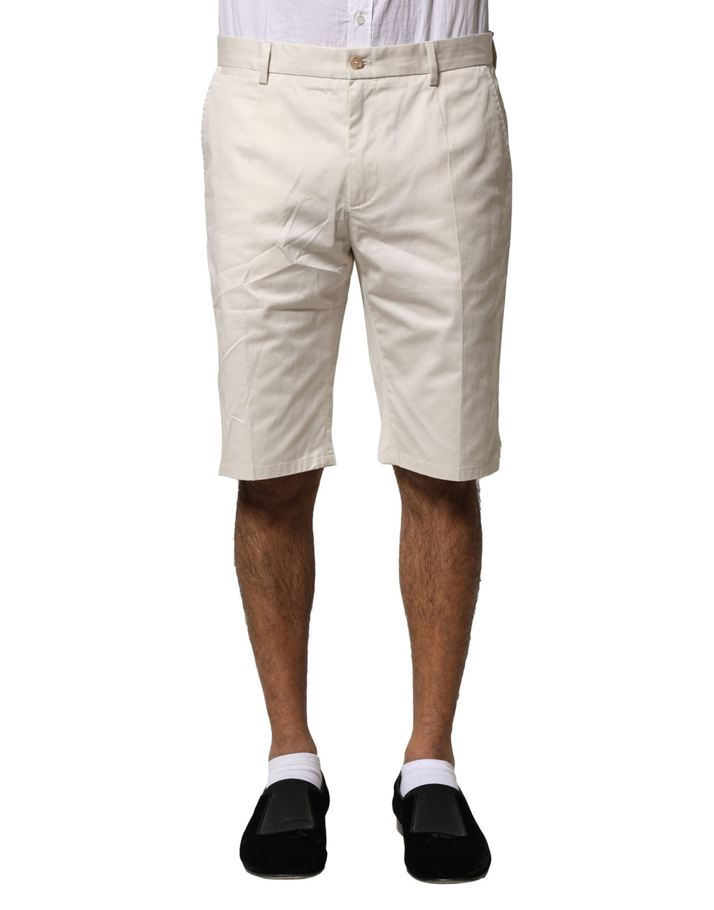 Dolce &amp; Gabbana Beige Cotton Stretch Mid Waist Bermuda Shorts