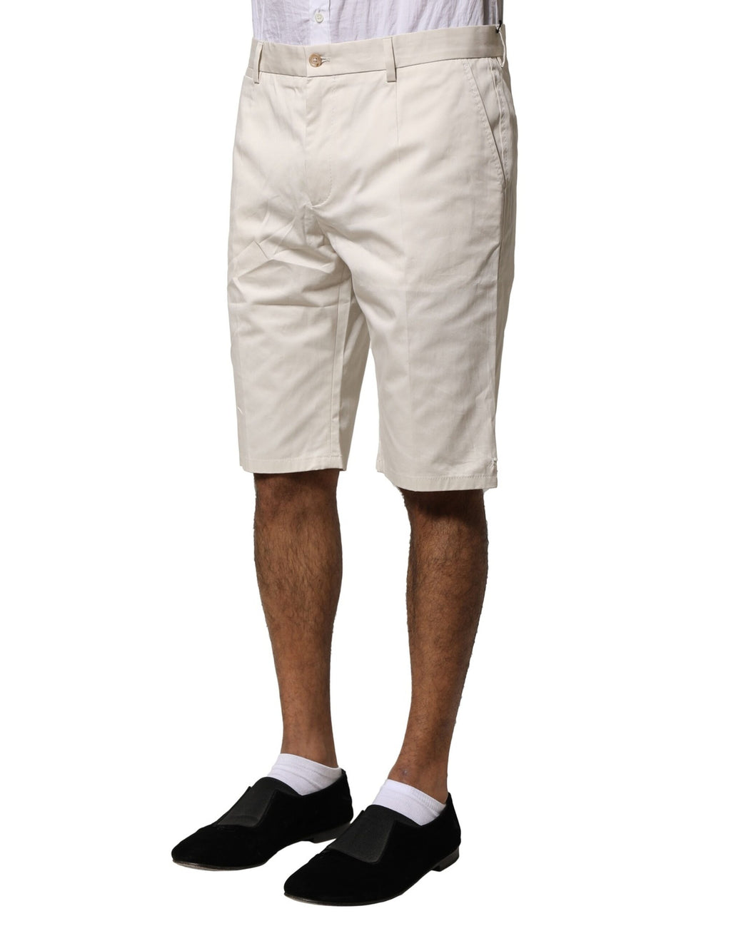 Dolce &amp; Gabbana Beige Cotton Stretch Mid Waist Bermuda Shorts