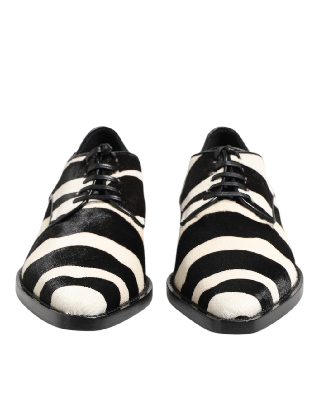 Dolce &amp; Gabbana Black White Zebra Pony Fur Dress Shoes