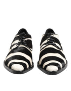 Dolce &amp; Gabbana Black White Zebra Pony Fur Dress Shoes