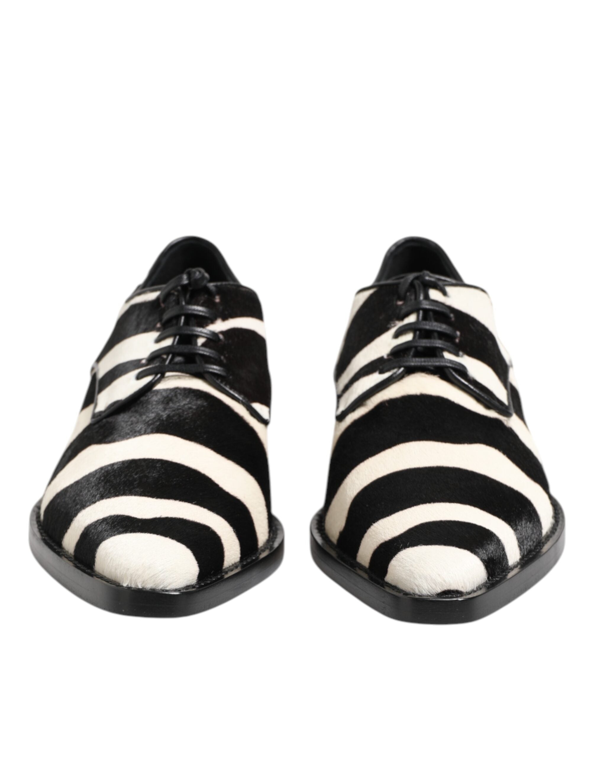 Dolce &amp; Gabbana Black White Zebra Pony Fur Dress Shoes
