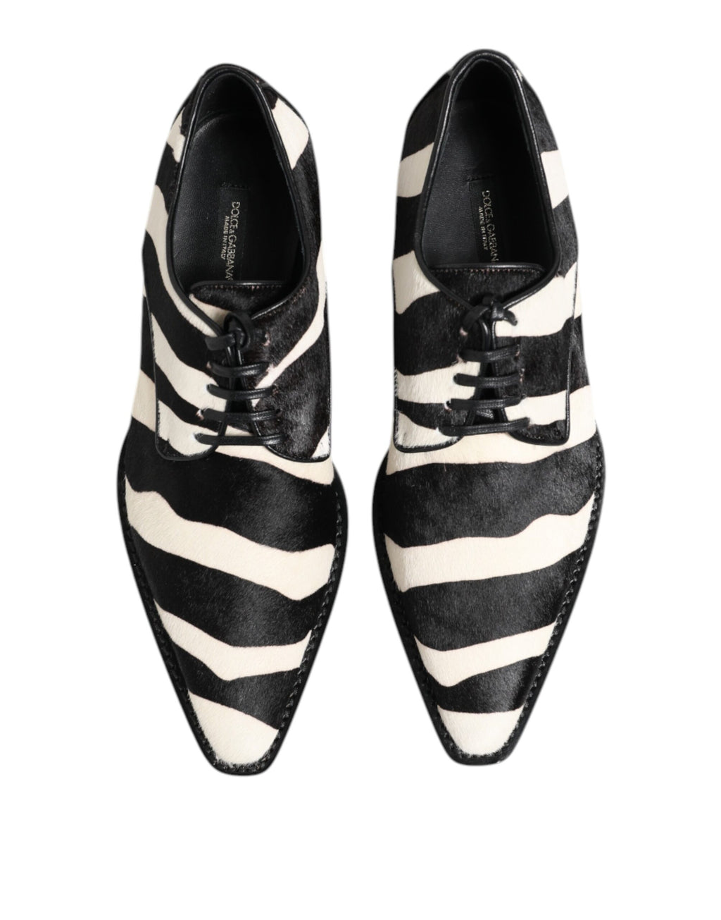 Dolce &amp; Gabbana Black White Zebra Pony Fur Dress Shoes