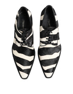 Dolce &amp; Gabbana Black White Zebra Pony Fur Dress Shoes