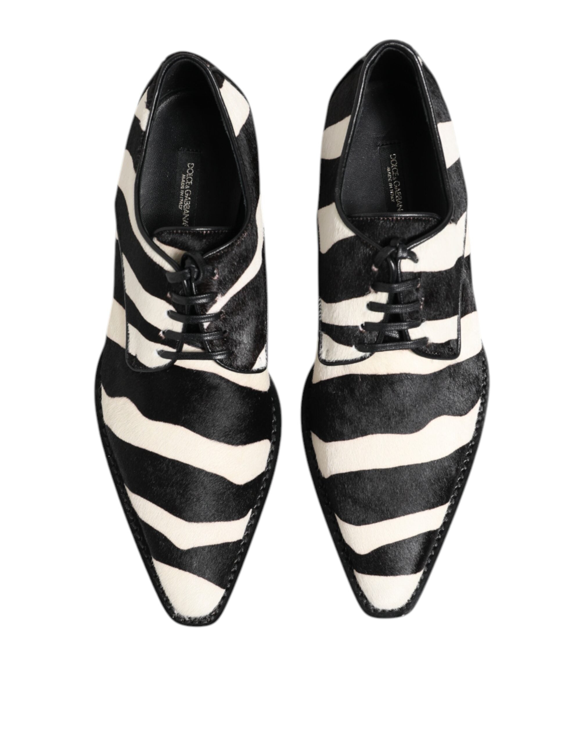 Dolce &amp; Gabbana Black White Zebra Pony Fur Dress Shoes