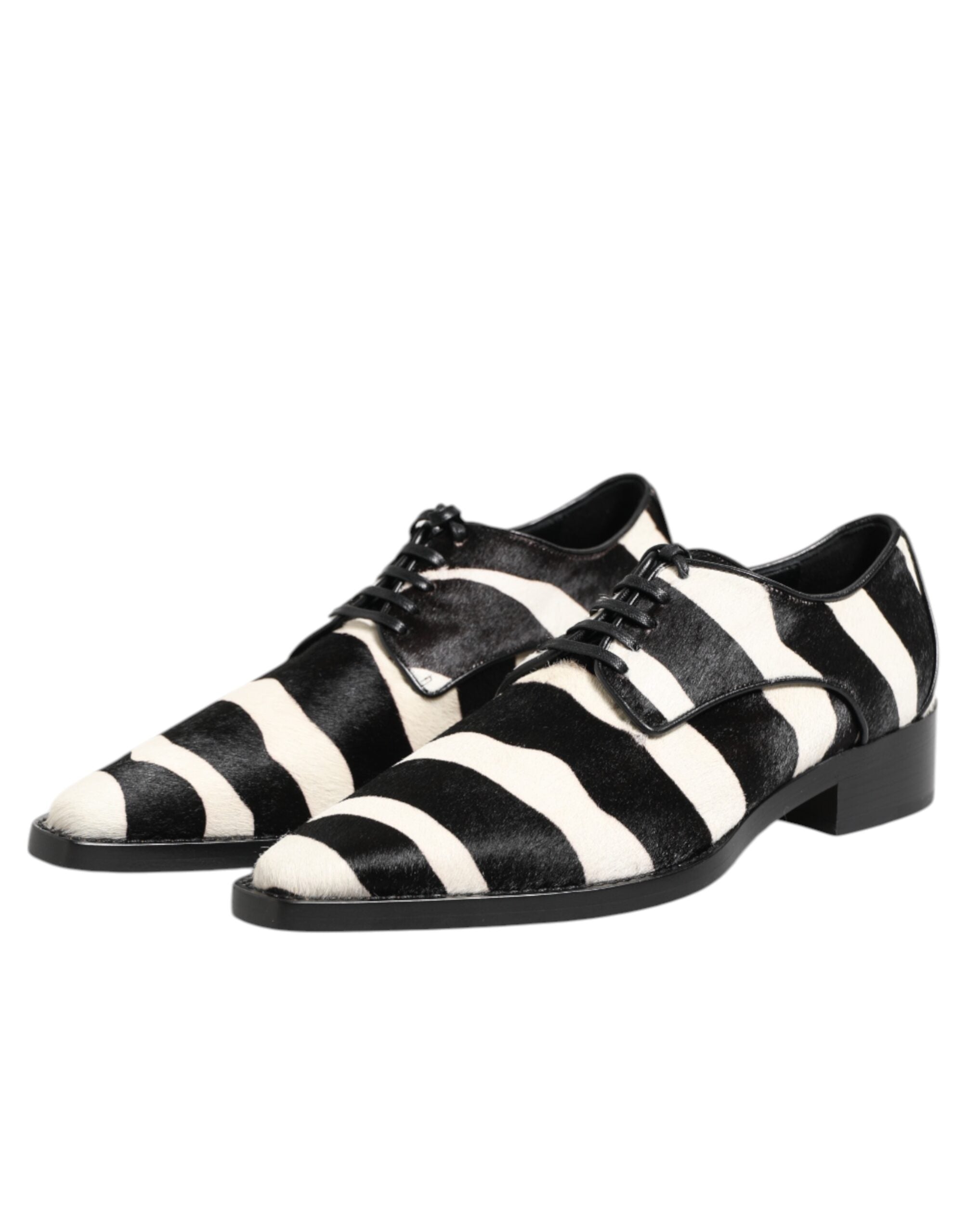 Dolce &amp; Gabbana Black White Zebra Pony Fur Dress Shoes
