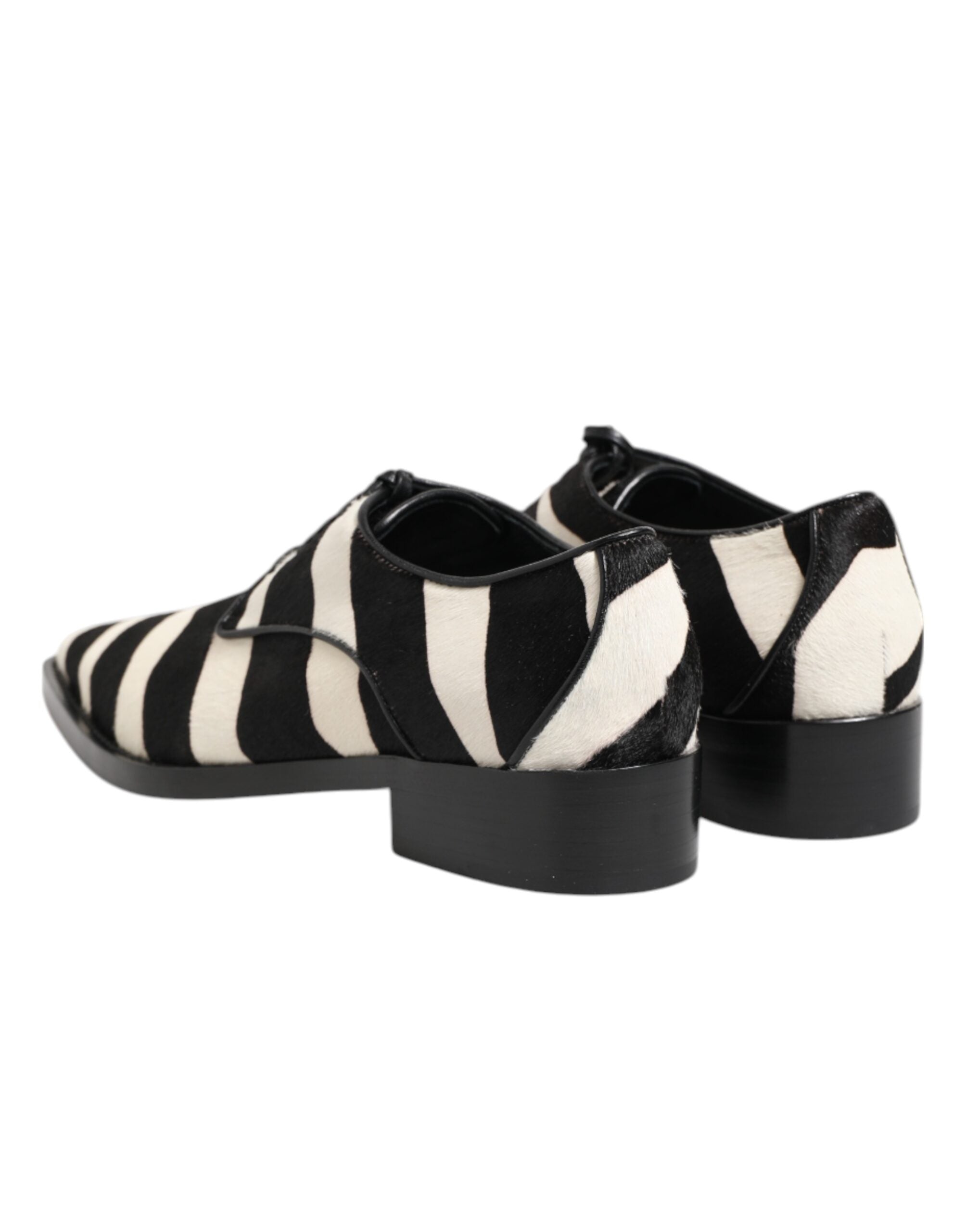 Dolce &amp; Gabbana Black White Zebra Pony Fur Dress Shoes