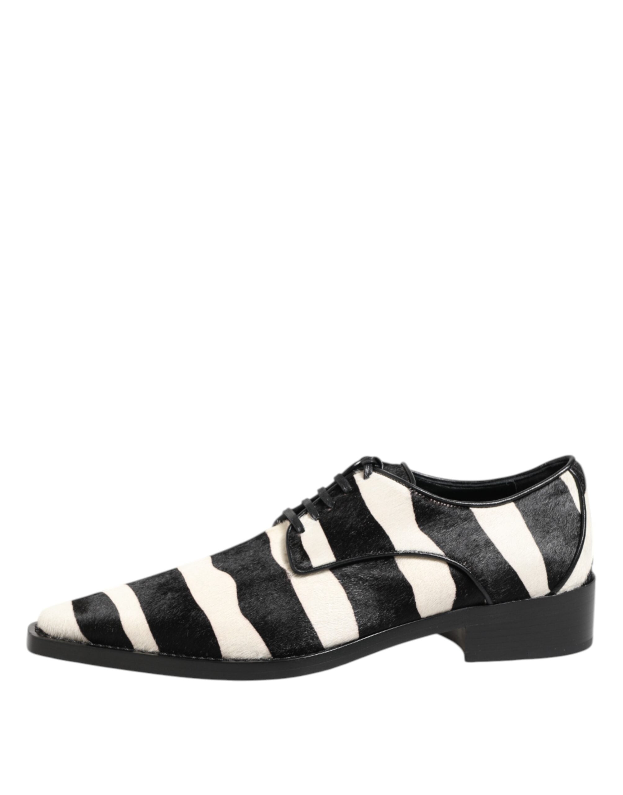 Dolce &amp; Gabbana Black White Zebra Pony Fur Dress Shoes