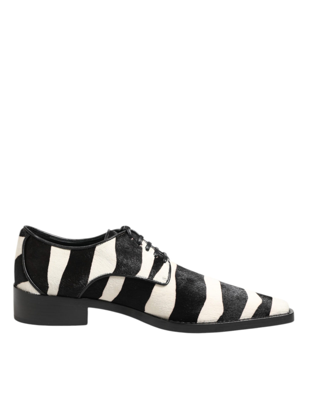 Dolce &amp; Gabbana Black White Zebra Pony Fur Dress Shoes
