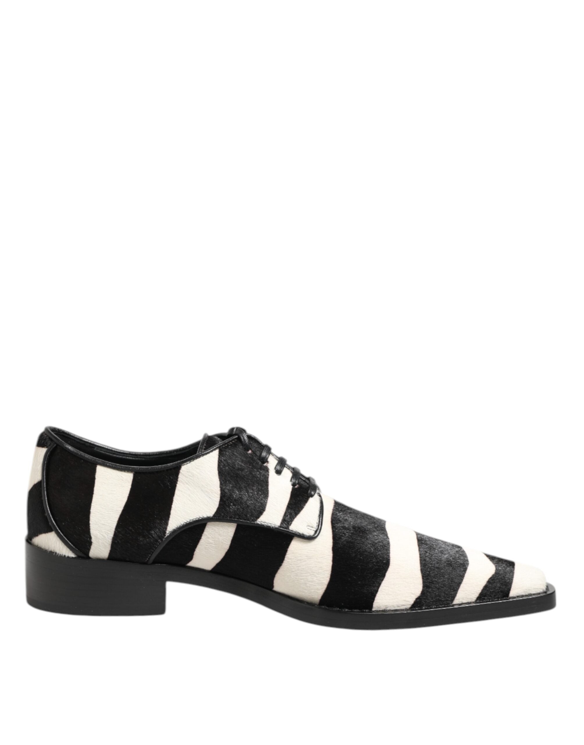 Dolce &amp; Gabbana Black White Zebra Pony Fur Dress Shoes
