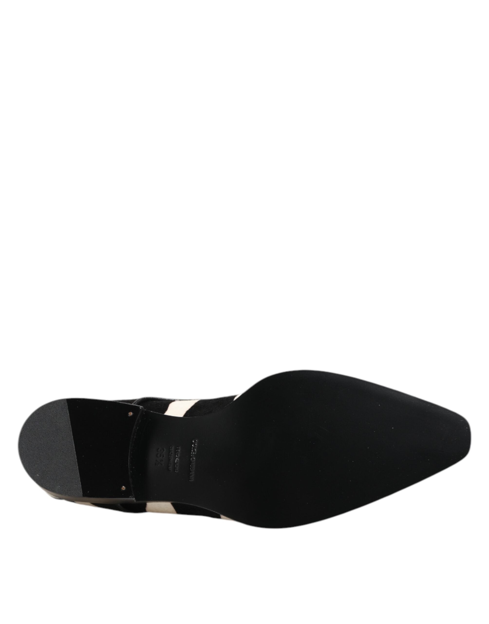 Dolce &amp; Gabbana Black White Zebra Pony Fur Dress Shoes