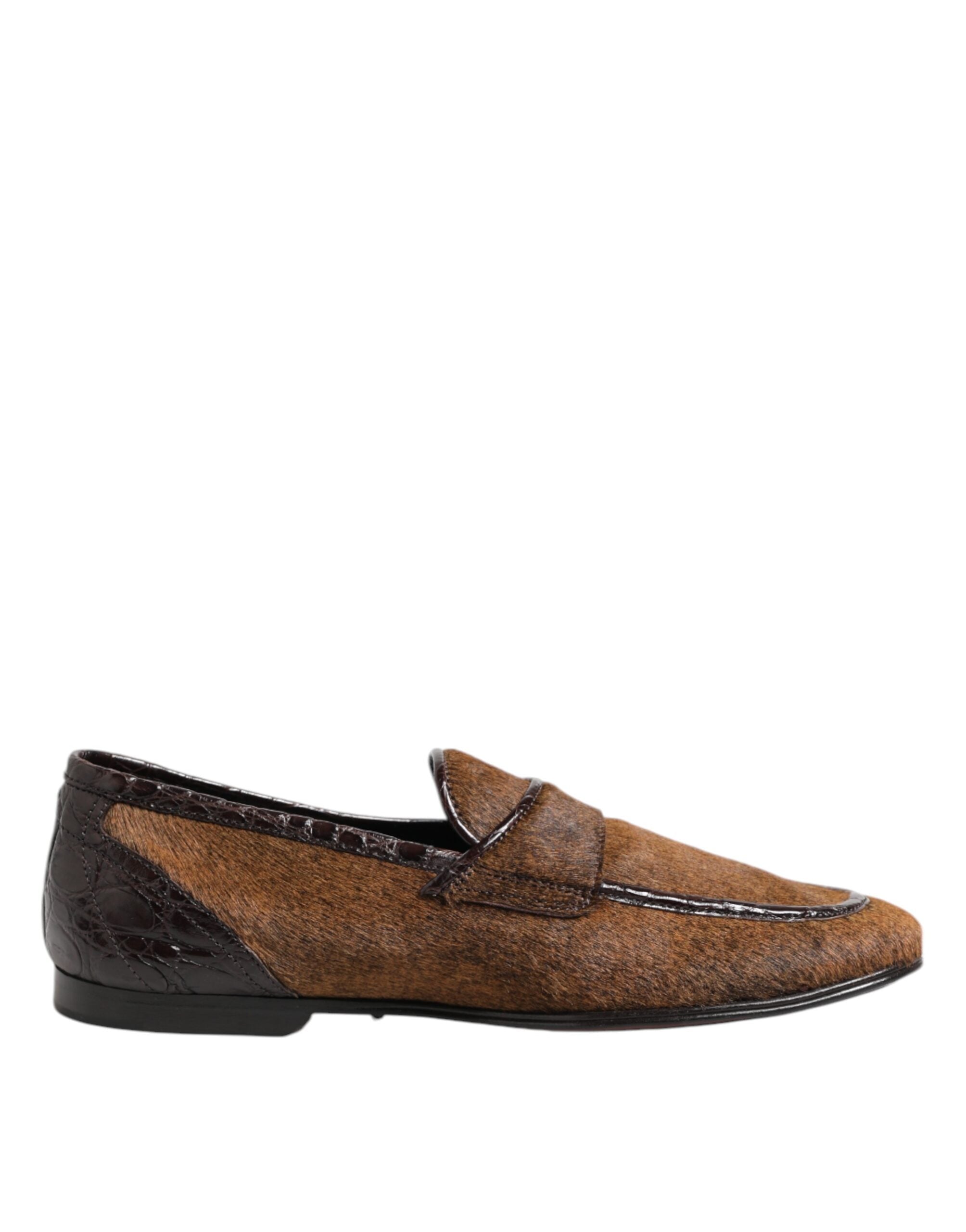 Dolce &amp; Gabbana Brown Loafers Leather Slip On Men Dress Shoes