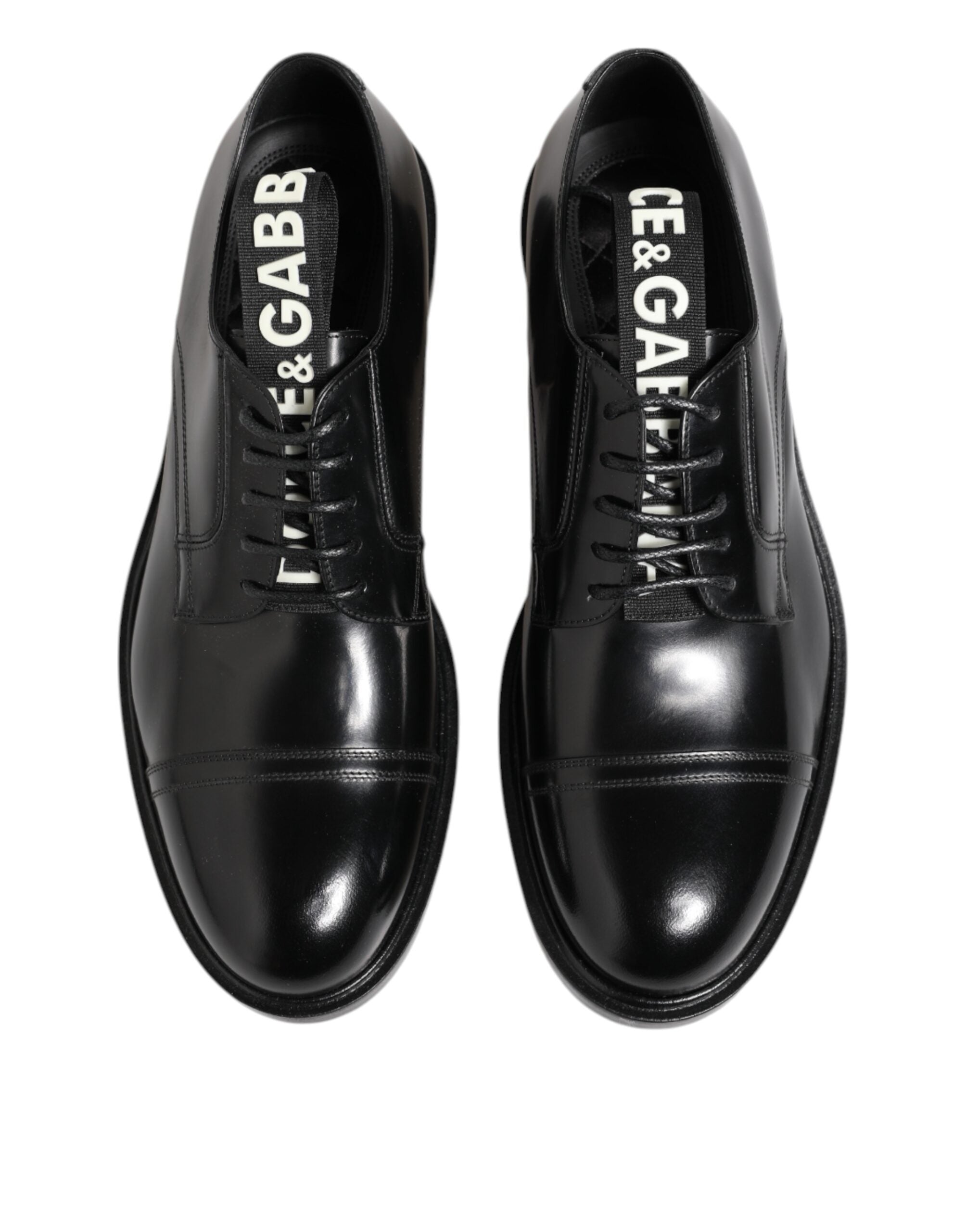 Dolce &amp; Gabbana Black Leather Dress Lace Up Men Formal Shoes