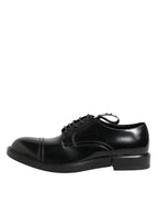 Dolce &amp; Gabbana Black Leather Dress Lace Up Men Formal Shoes