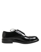 Dolce &amp; Gabbana Black Leather Dress Lace Up Men Formal Shoes