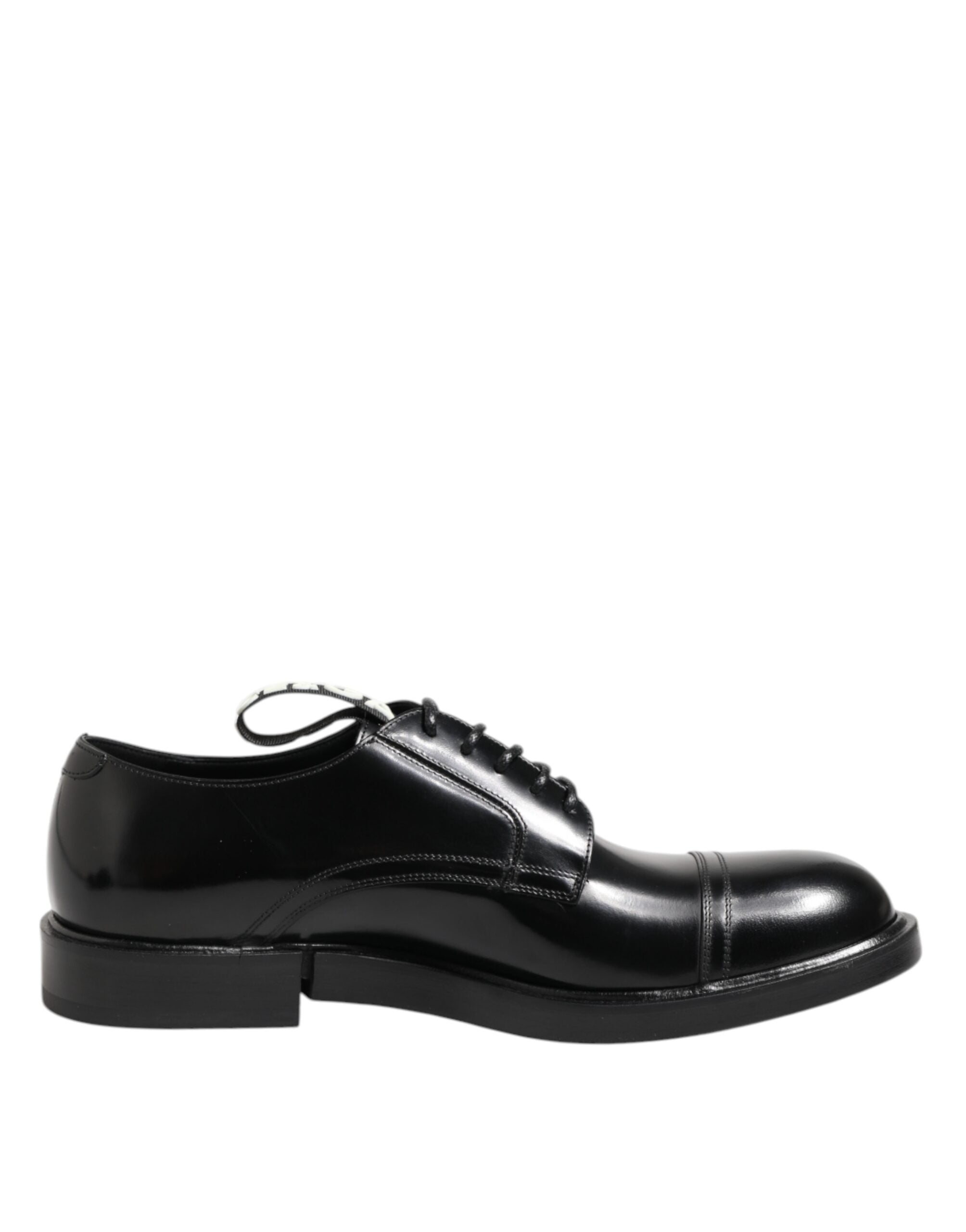 Dolce &amp; Gabbana Black Leather Dress Lace Up Men Formal Shoes