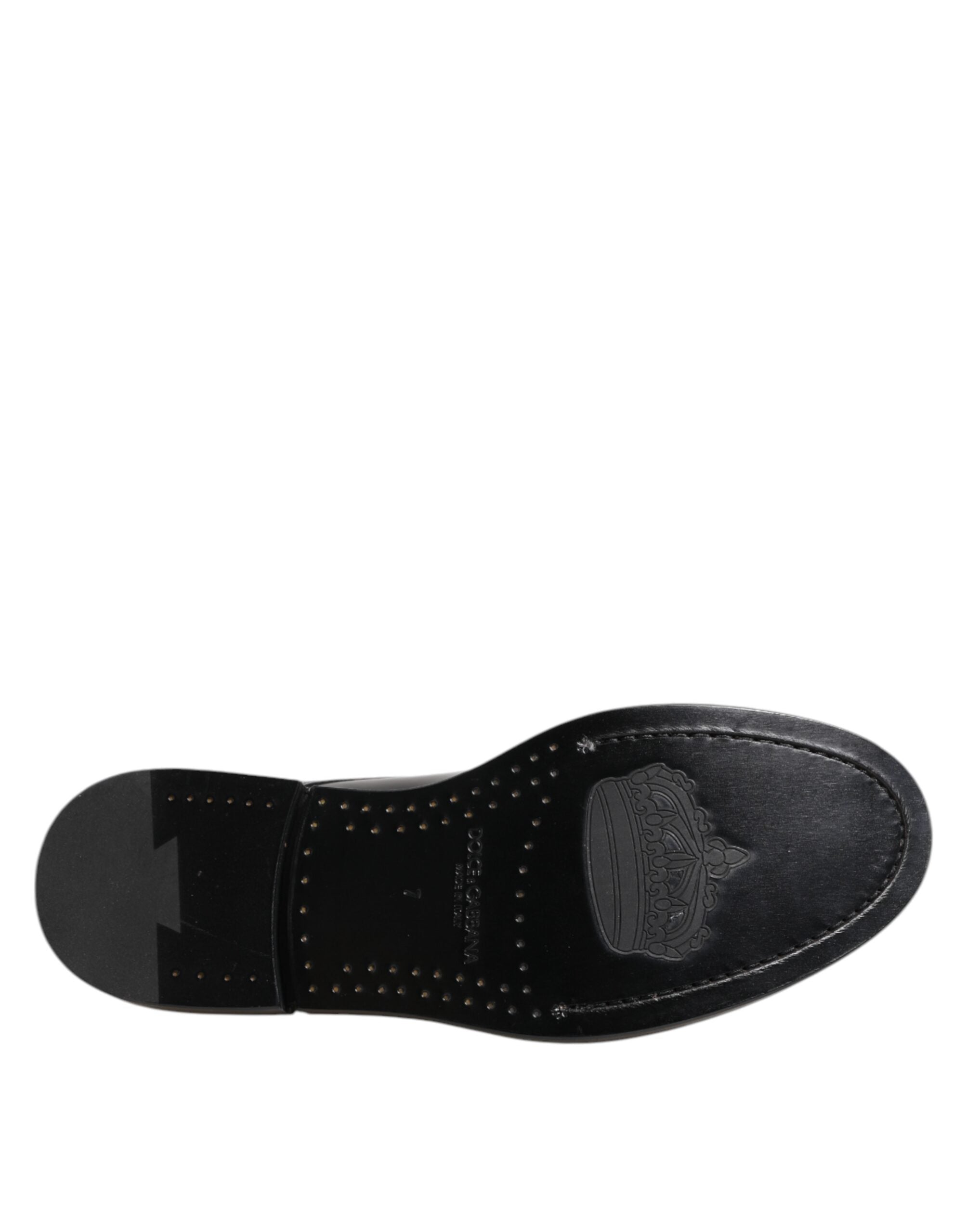 Dolce &amp; Gabbana Black Leather Dress Lace Up Men Formal Shoes