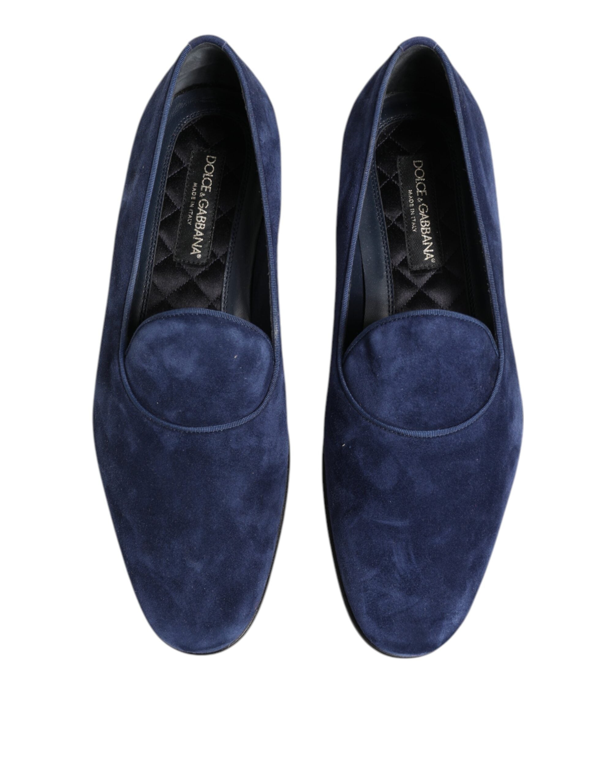 Dolce &amp; Gabbana Blue Velvet DG Logo Loafers Formal Shoes