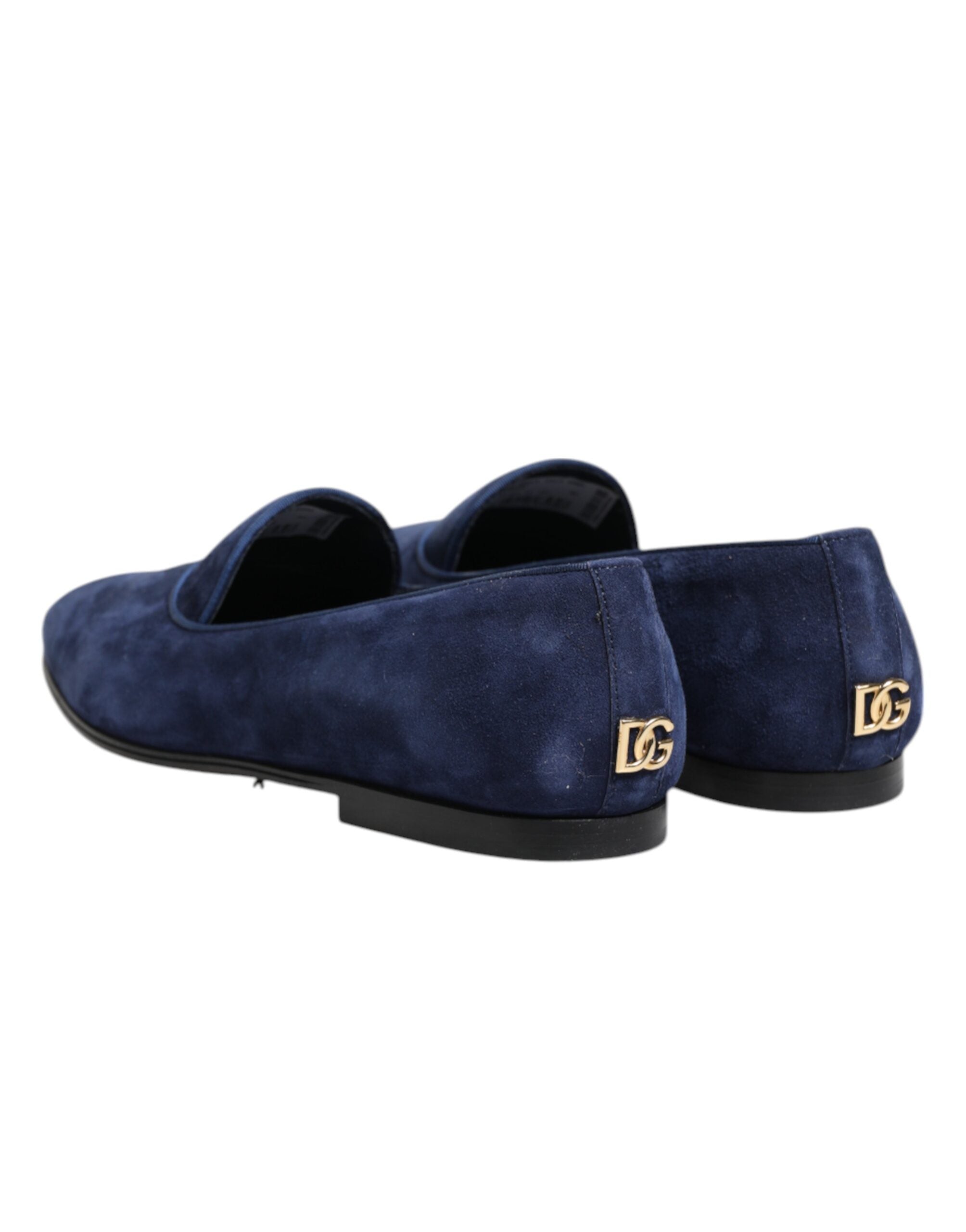 Dolce &amp; Gabbana Blue Velvet DG Logo Loafers Formal Shoes