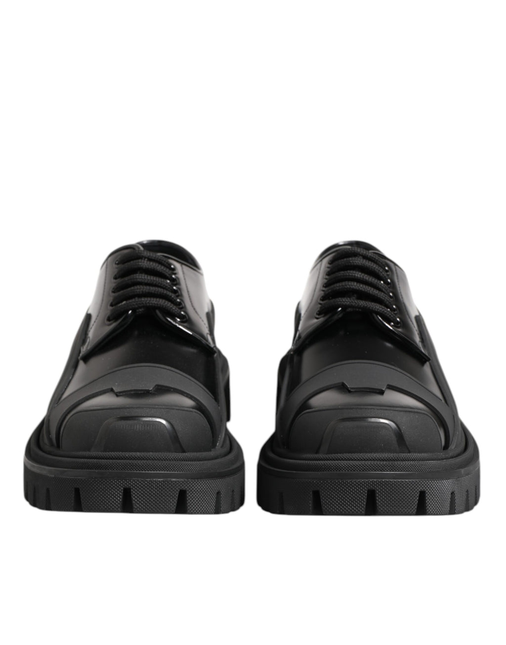 Dolce &amp; Gabbana Black Patent Leather Trekking Derby Shoes