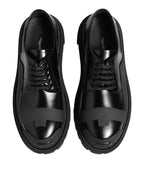 Dolce &amp; Gabbana Black Patent Leather Trekking Derby Shoes