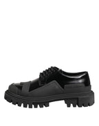 Dolce &amp; Gabbana Black Patent Leather Trekking Derby Shoes