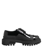 Dolce &amp; Gabbana Black Patent Leather Trekking Derby Shoes
