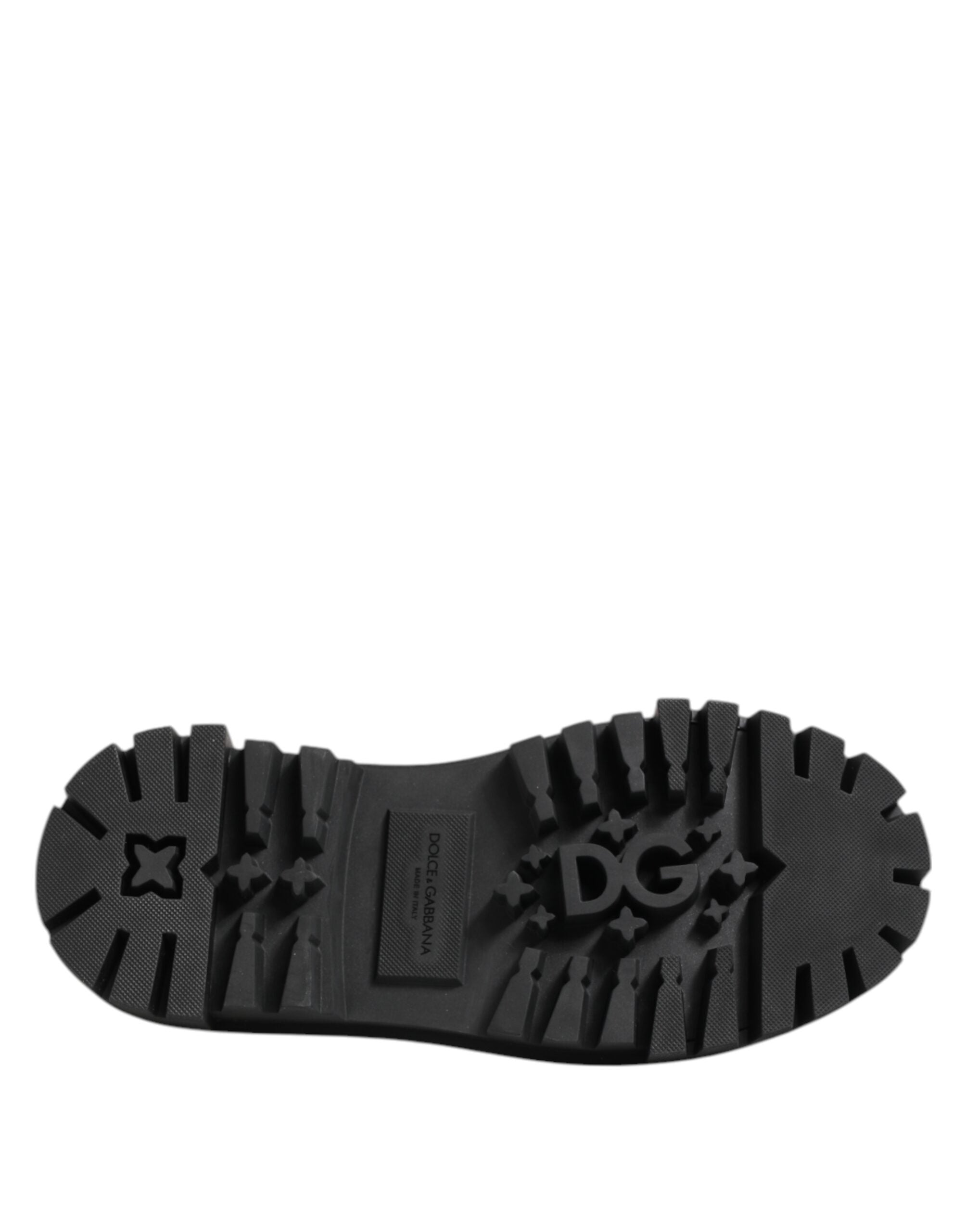 Dolce &amp; Gabbana Black Patent Leather Trekking Derby Shoes