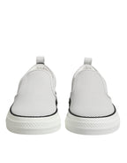 Dolce &amp; Gabbana White Dotted Leather Slip On Men Sneakers Shoes