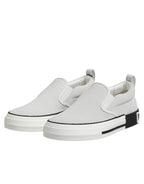 Dolce &amp; Gabbana White Dotted Leather Slip On Men Sneakers Shoes